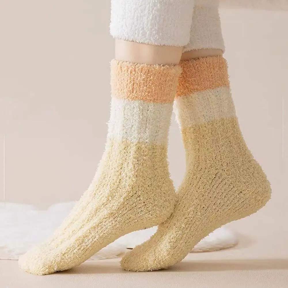 3-pares-criativo-engrossado-coral-velo-meias-listra-dormir-chao-meias-de-pelucia-inverno-simples-meados-tubo-meias-femininas-outono