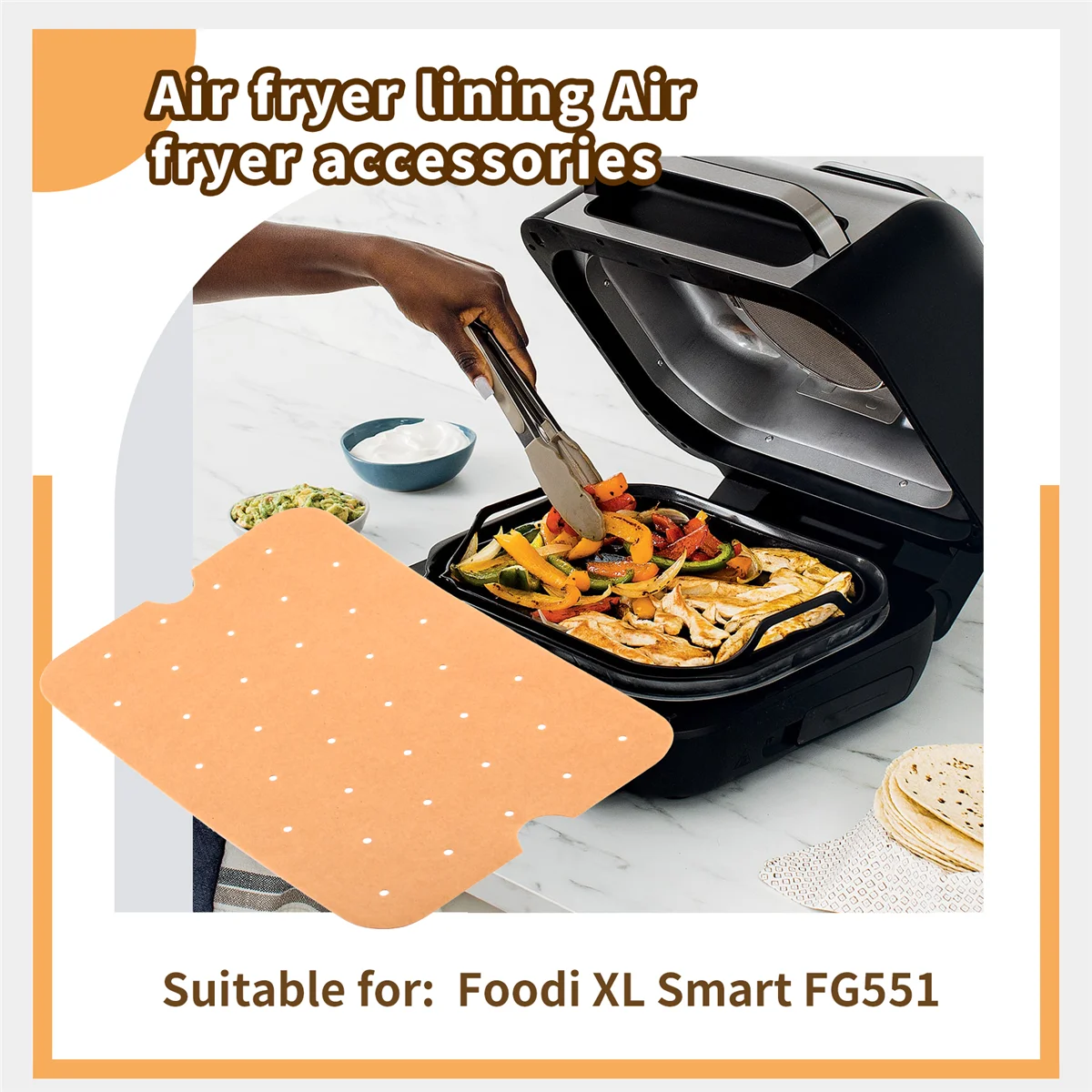 200 шт. вкладыши из пергаментной бумаги для фритюрницы для Ninja Foodi XL Smart FG551 6-в-1 комнатный гриль для Ninja Foodi аксессуары-LITE