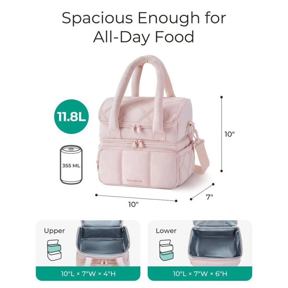 Double Layer Thermal Lunch Bag Designed to Keep Food Fresh Longer Suitable for School Work and Outdoor Recreation Activities