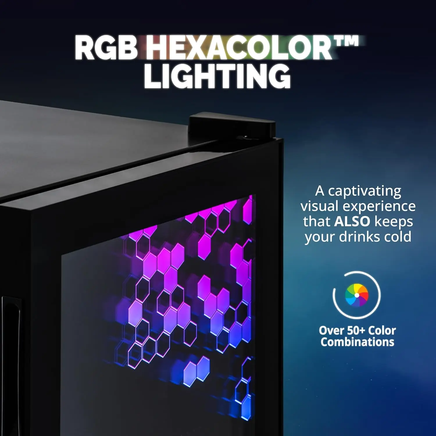 126 Can Beverage Fridge with LED Color Changing Door | Prismatic Series Beverage Refrigerator with RGB HexaColor LED Ligh