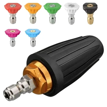 Turbodüse für Hochdruckreiniger, rotierende Düse und 7 Spitzen, 1/4 Zoll Schnellanschluss, 4000 PSI