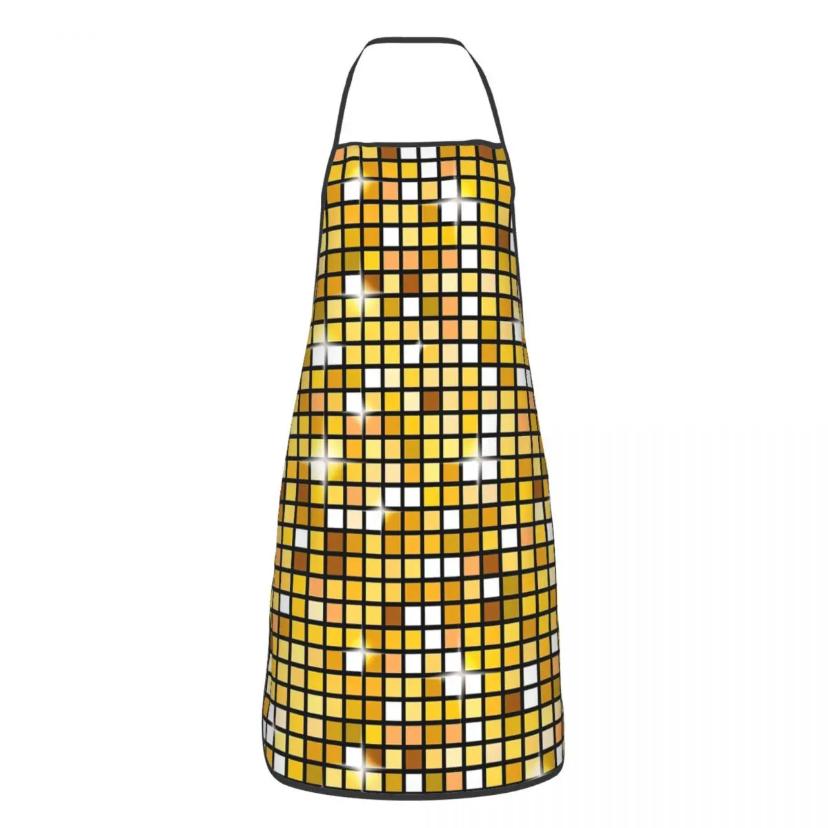 Unisex Gold Disco Ball Glitter Apron Kitchen Chef Cooking Baking Bib Women Men Tablier Cuisine for Gardening