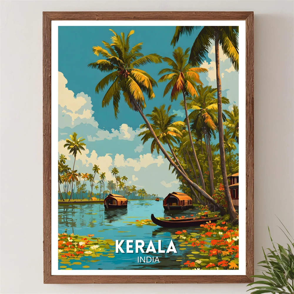 

Japan Travel Poster Kerala Travel Print India Poster Vintage Retro Landscape Wall Art Prints Asian Decor Print for Living Room