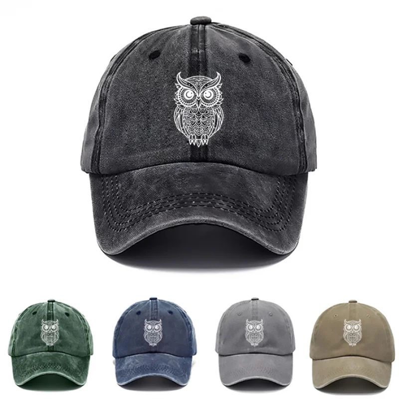 1 Stück Ausgehöhlte Baseballkappe mit Eulen-Print, Freizeitmütze für Herren, Mütze für Damen, Atmungsaktive Baseballkappe, Verstellbare DAD-Mütze