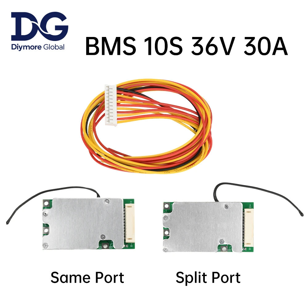 BMS 10S 36V 30A Lithium Battery Protection Board Same Port Split Port with Equalization Battery Balanced Protection Board