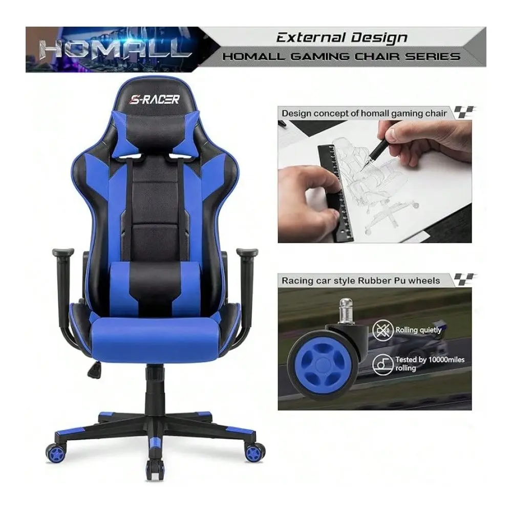 Gaming Chair, Office Chair High Back Computer Chair Leather Desk Chair Racing Executive Ergonomic Adjustable Swivel Task Chair