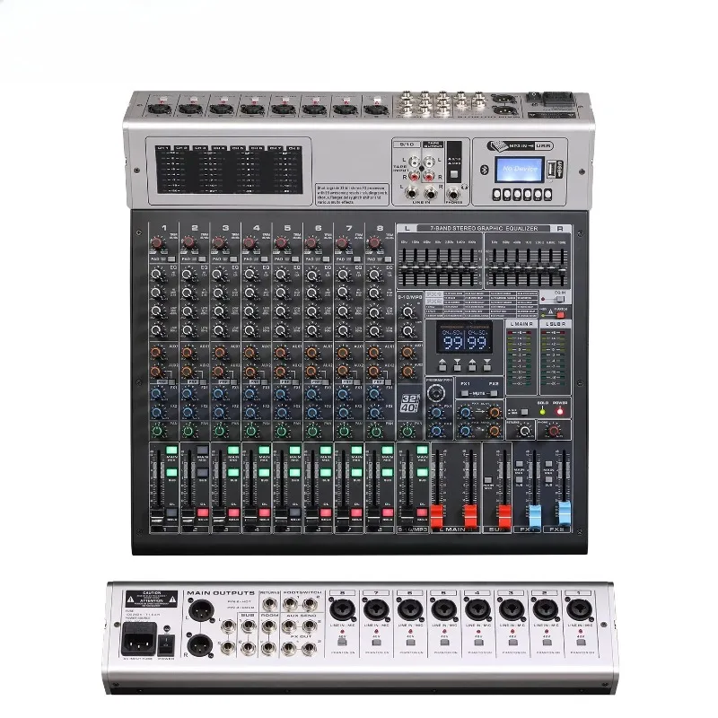 Professional mixer soundboard console desktop system interface with 10-channel USB for music podcast production