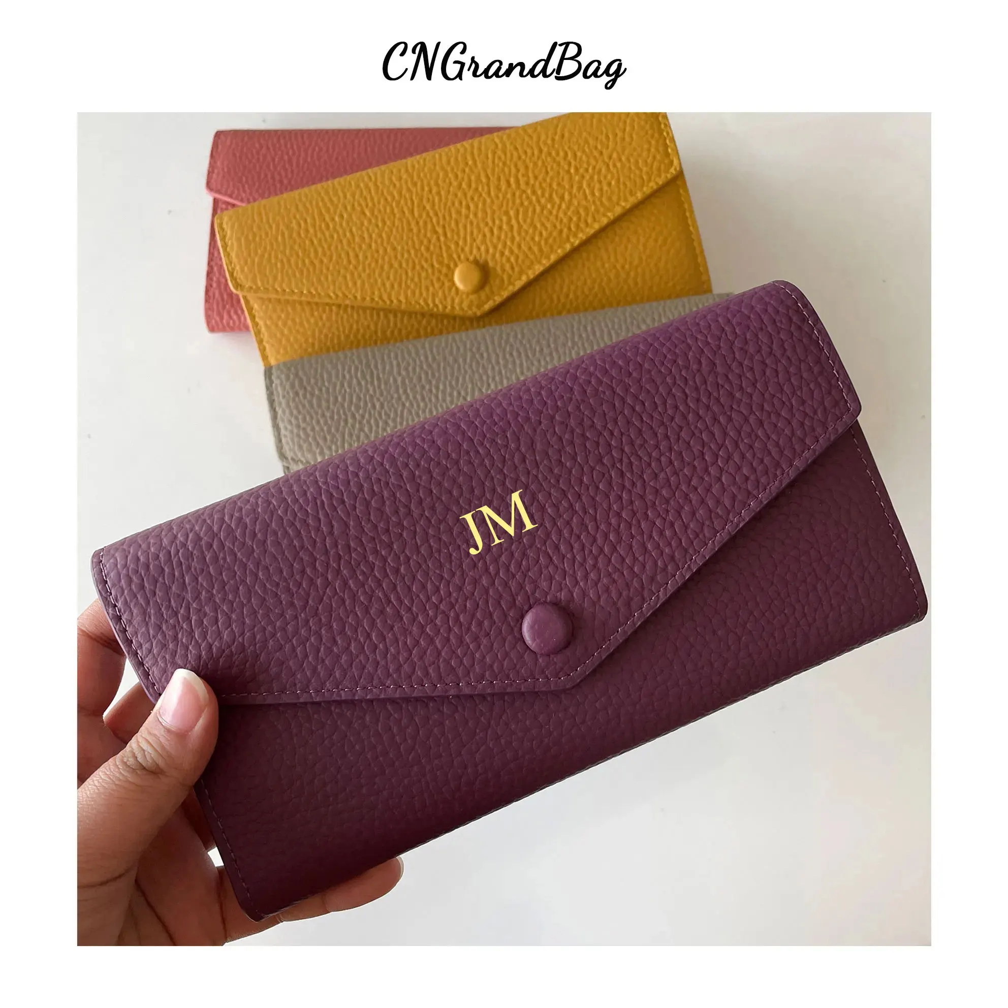 Women Genuine Leather Long Wallet Fashion Fold Leather Phone Wallet Ladies Envelope Wallet Hand Purse