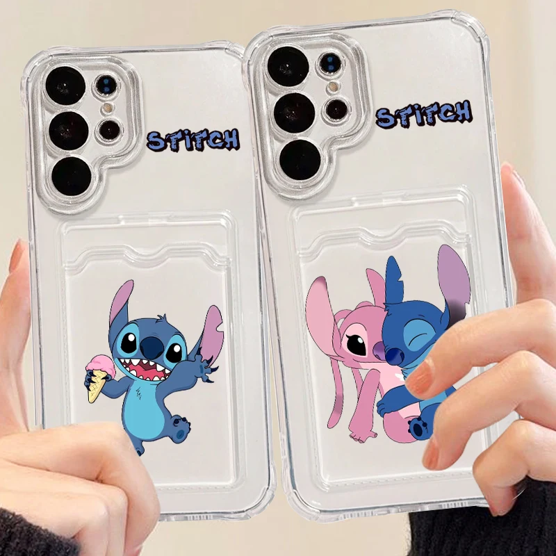 Stitch Art Cute Disney For Samsung A73 A72 A54 A71 A52 A53 A32 A22 A14 A13 A23 5G Photo Card Bag Transparent TPU Phone Case