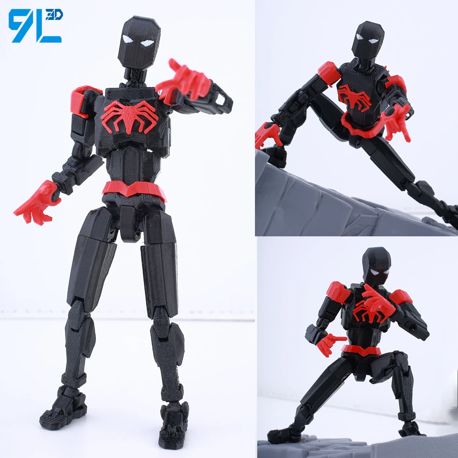 

Marvel Spider Man Symbiotic Black Red Dummy 13 Red Blue Battle Clothes Multi Joint Mobile Doll Collection Anime Toys Model Gifts