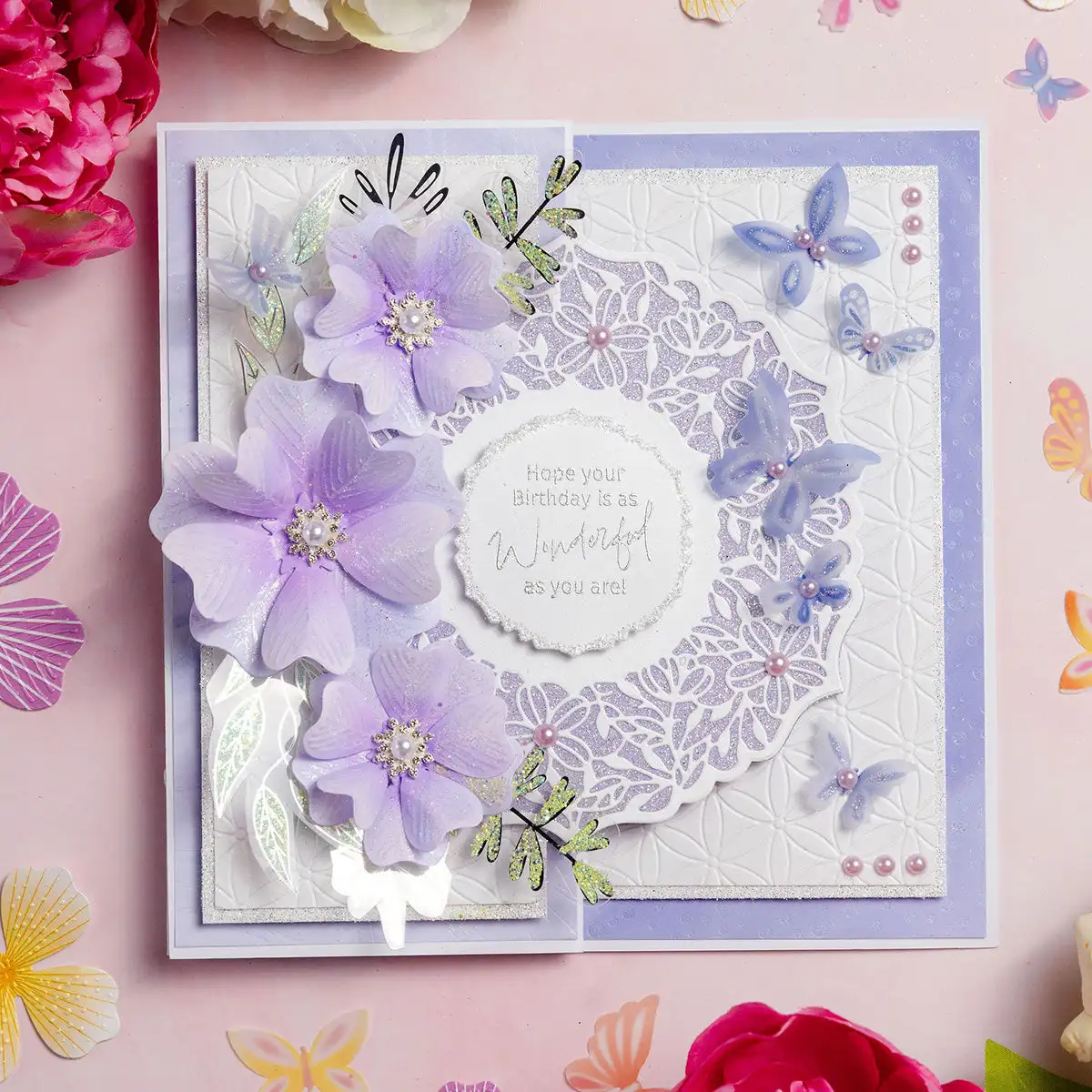 July 2026 New Chloes Majestic Flower Falling Leaves 8x8 Pearly Squares Metal Cutting Dies Stamp for DIY Scrapbook Handmade Diary view 2