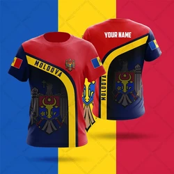 Moldova team z nadrukiem 3D T-shirt męski i kobiety, oversized luźny rozmiar odzież sportowa z okrągłym dekoltem z krótkim rękawem letnia koszulka