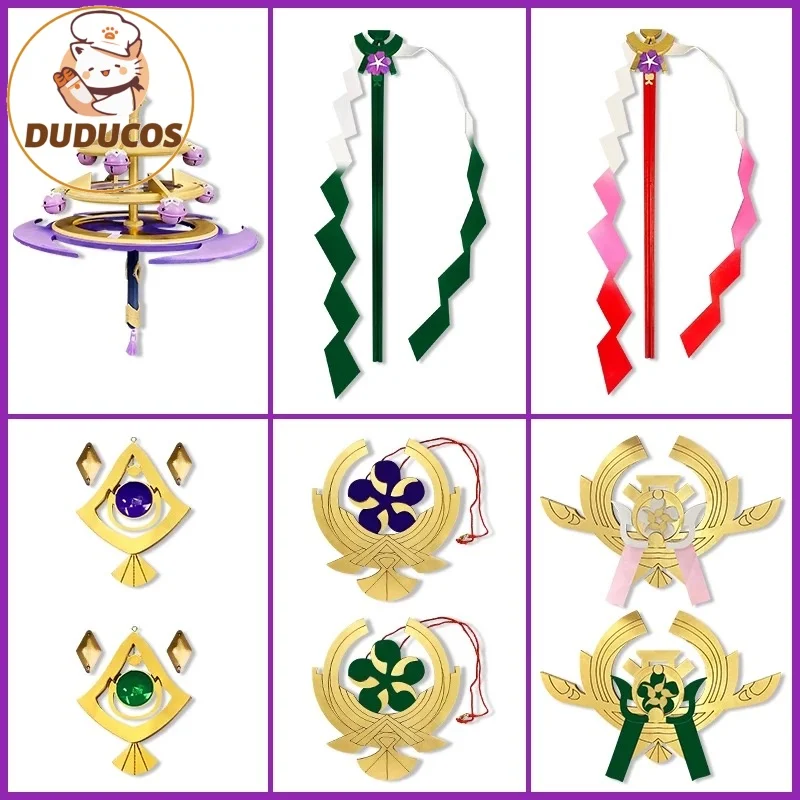 

In Stock Yae Miko Cosplay Props Accessory Staff Weapon Model Head Gear Earring Heisoku Mesa Gohei Onbe Green Xiao