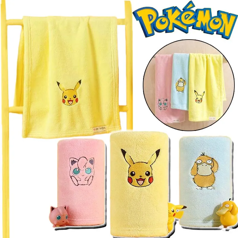 Pokemon Pikachu Cotton Towel Cartoon Bathroom Face Towel Strong Absorbent Soft Non-shedding Men and Women Thickened Towel Gifts