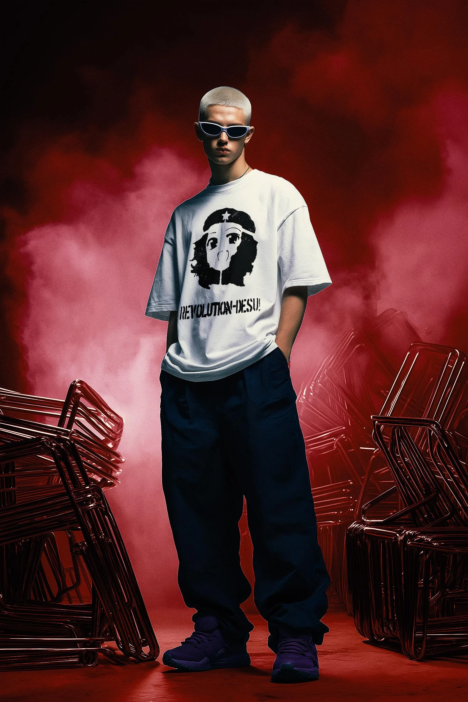 Revolution Desu Vintage Anime-Stil Lustiges Meme-Grafik-T-Shirt aus Baumwolle für Männer und Frauen Sommer-Streetwear – Detail 4