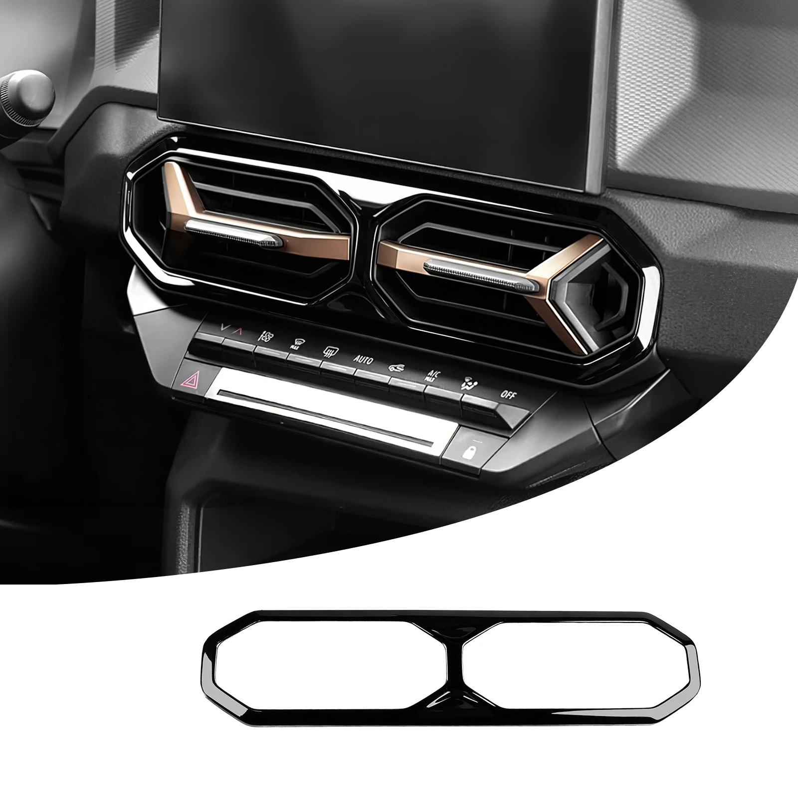 Per Dacia Duster 3 2024 2025 2026 per Dacia Bigster 2025 2026 Adesivo per bocchetta d'aria centrale auto in ABS nero lucido