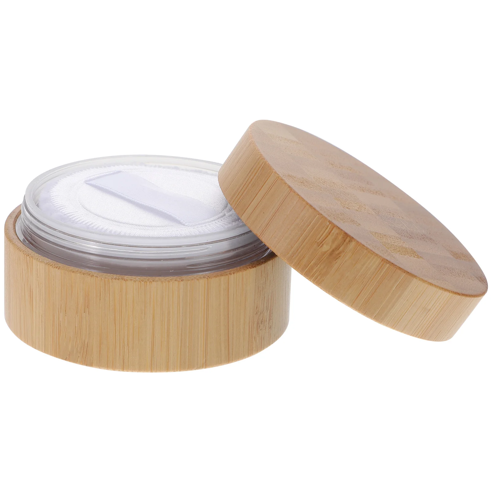 

2 Pack Containers Sifter Lids 30ml Bamboo Leakage Proof Portable Compact Boxes Makeup Powder Puff Case Dusting