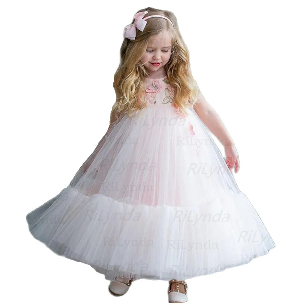 

Puffy Floral Simple Flower Girl Dresses Emboridery Flower Applique Prom Dress Kids Puffy Ball Gown,Celebrity Dress