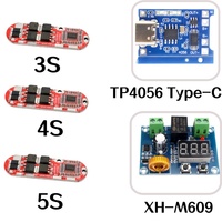 3S 4S 5S BMS Li-ion Protection Board, 25A Common Port, XH-M609 Low Voltage Cutoff, TP4056 Type-C Charger, Individual Sale