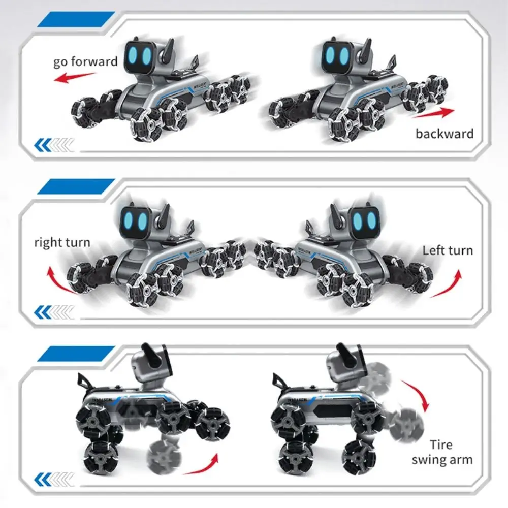 الإبداعية البلاستيك RC AI روبوت الفضة ثمانية عجلات التحكم عن بعد روبوت التحكم عن بعد لعبة الكلب الأطفال هدية #4