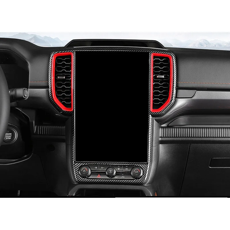 ABS Carbon Fiber Pattern Dashboard Air Vent Outlet Cover Frame Trim For Ford Ranger T9 2023+