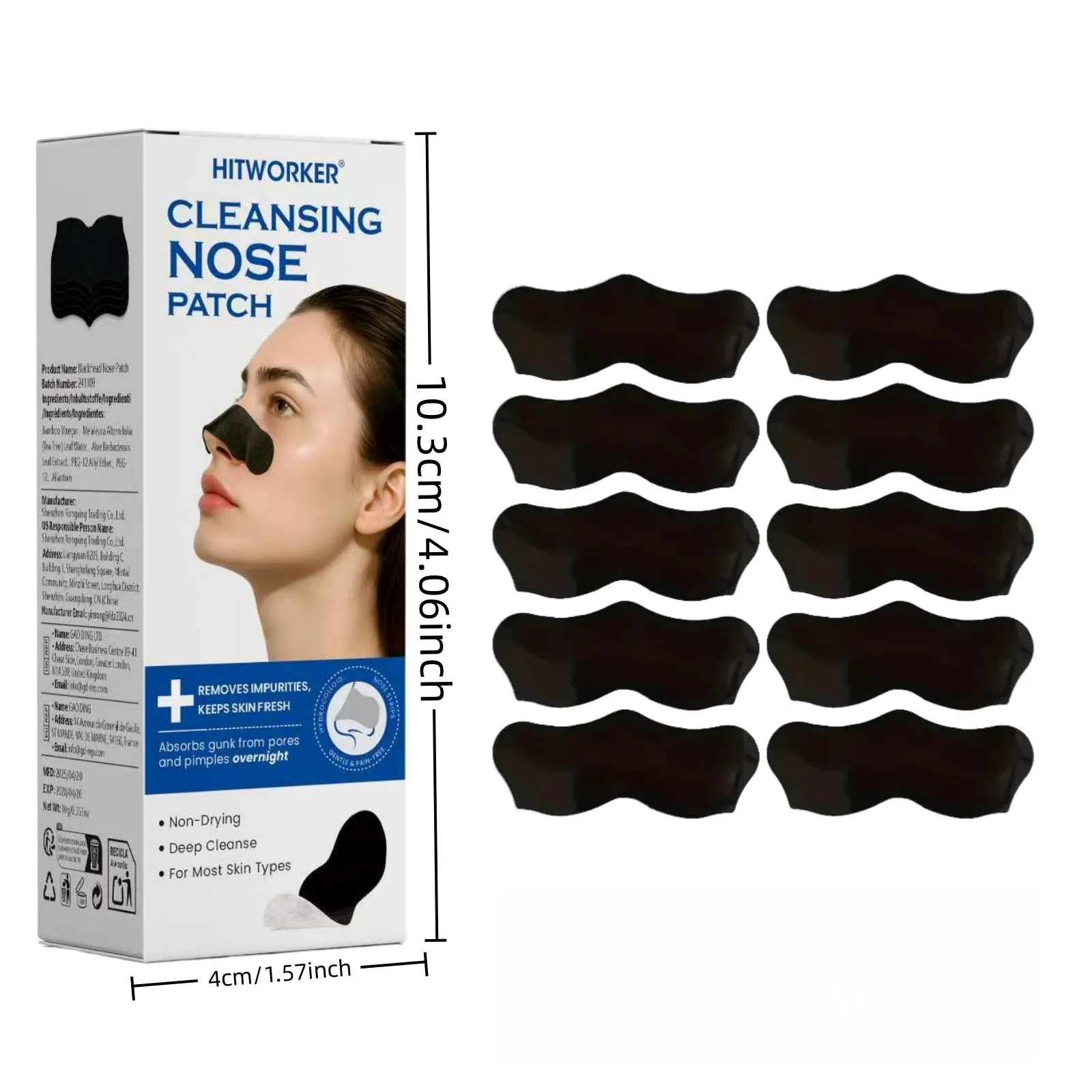 HITWORKER Blackhead Remover Nose Patch Charcoal Pore Strips Deep Cleansing Nose Strips Oil Control Pore Cleaner Skin Care image 2