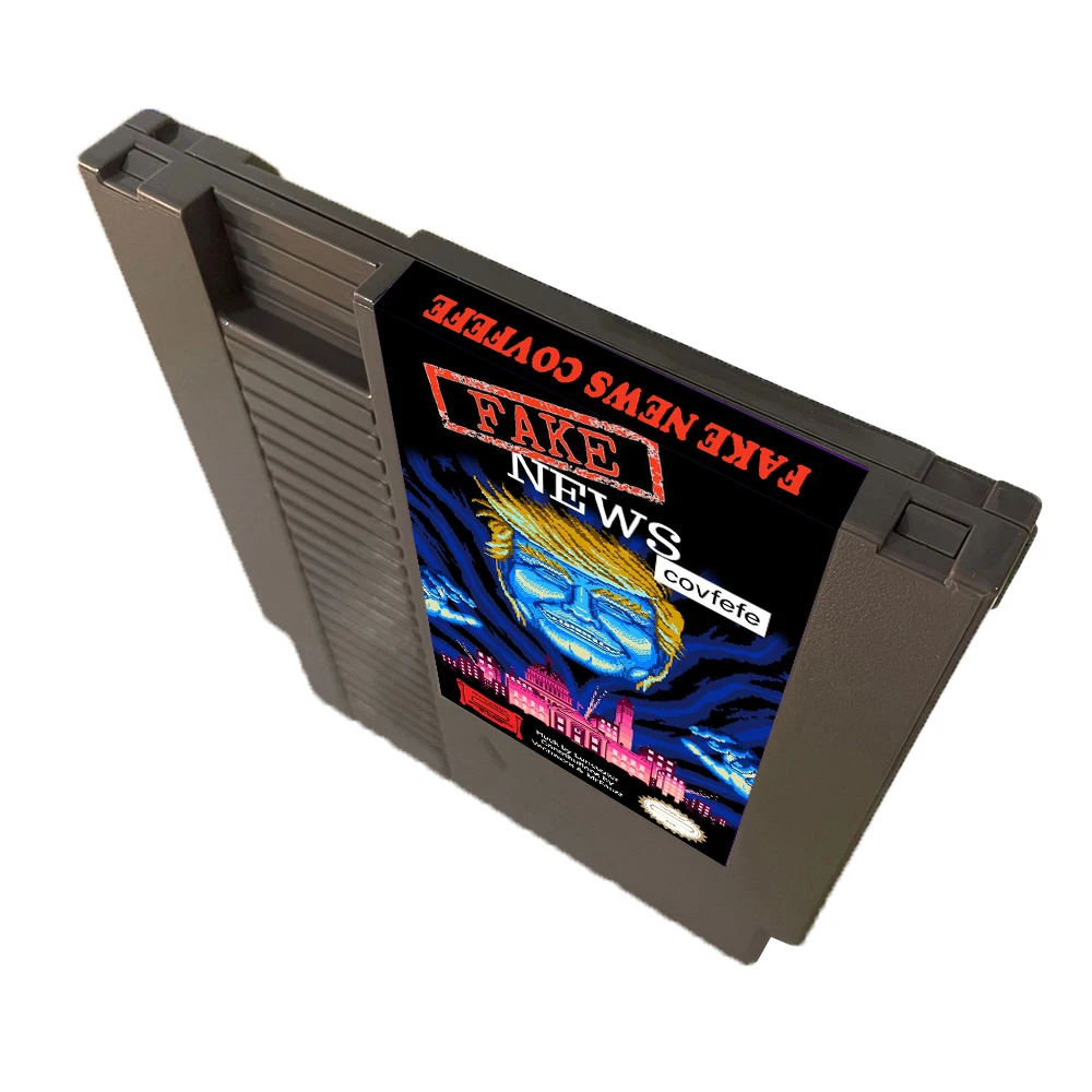 Fake News Covfefe NES Rom Hack - 8 Bit 72Pins بطاقة الألعاب PAl/NTSC USA VERSION Game Cartridge لوحدة التحكم NES الكلاسيكية - اللغة الإنجليزية