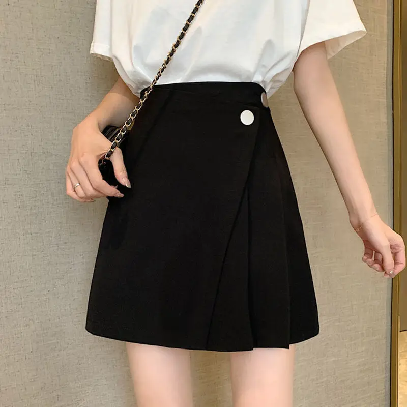 Fashion Zipper Spliced Irregular Casual Pleated Skirts Women's Clothing 2024 Summer New Loose Solid Color Asymmetrical Skirts