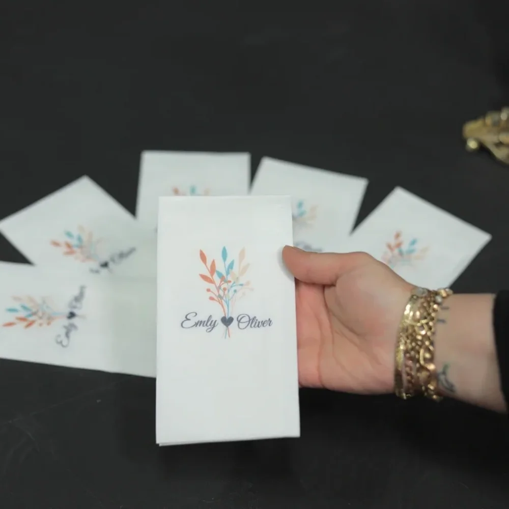 50 Uds. Servilletas de boda personalizadas, boda, tela texturizada y se siente como lino, servilletas de cóctel, servilletas de papel personalizadas