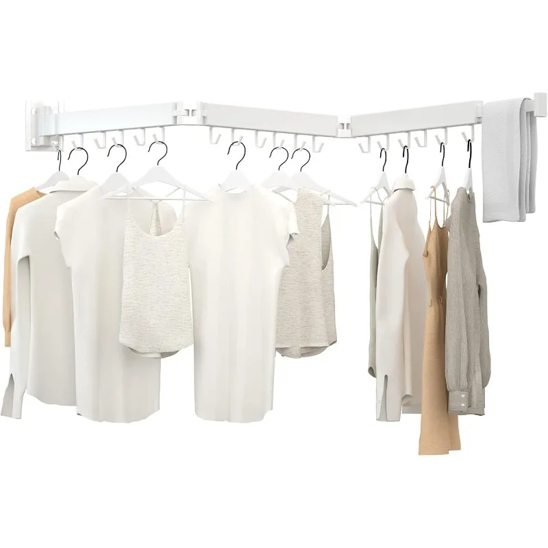 

Clothes Drying Rack, Laundry Drying Rack Wall Mounted, [No-Drill & Drilling to Choose] 3-Fold Laundry Drying Racks