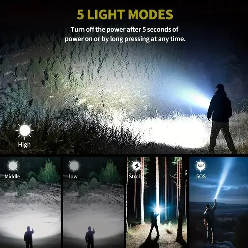 Ultra Powerful Flashlight Concentrating Ignition Flashlight Waterproof Military Tactical Lamp Outdoor Camping Adventure Torch