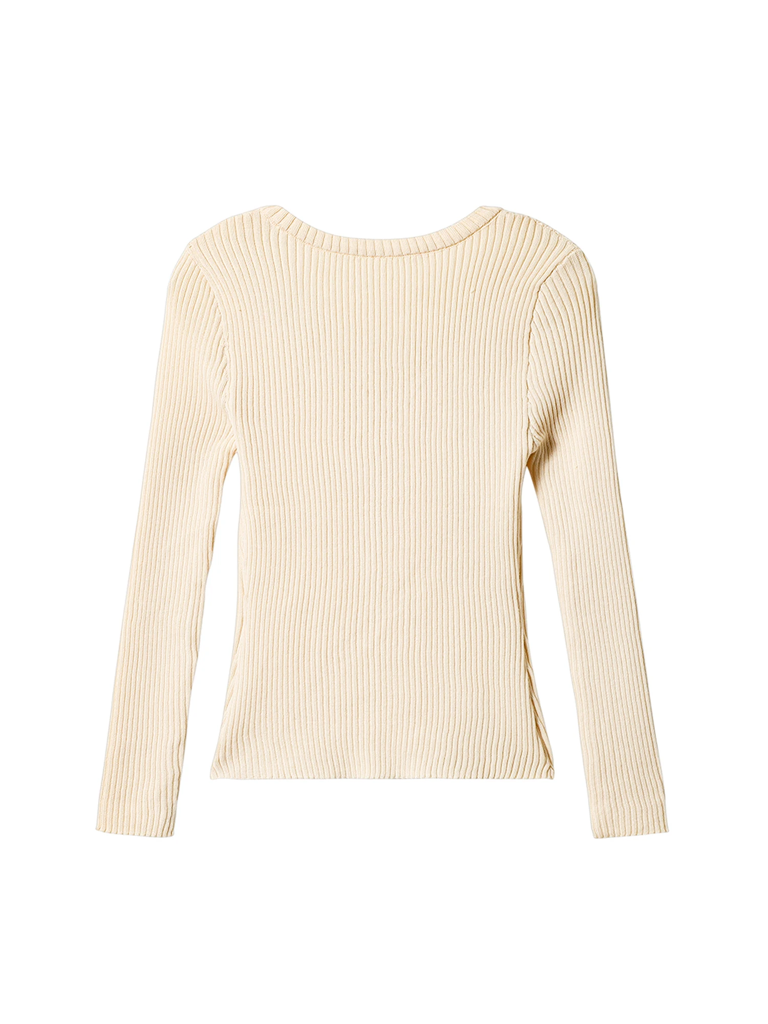 Women's Apricot Knit T-shirt Y2k Gyaru Tee Top Vintage 90s Aesthetic Long Sleeve Striped Knitwear T-shirts 2000s Clothes Autum