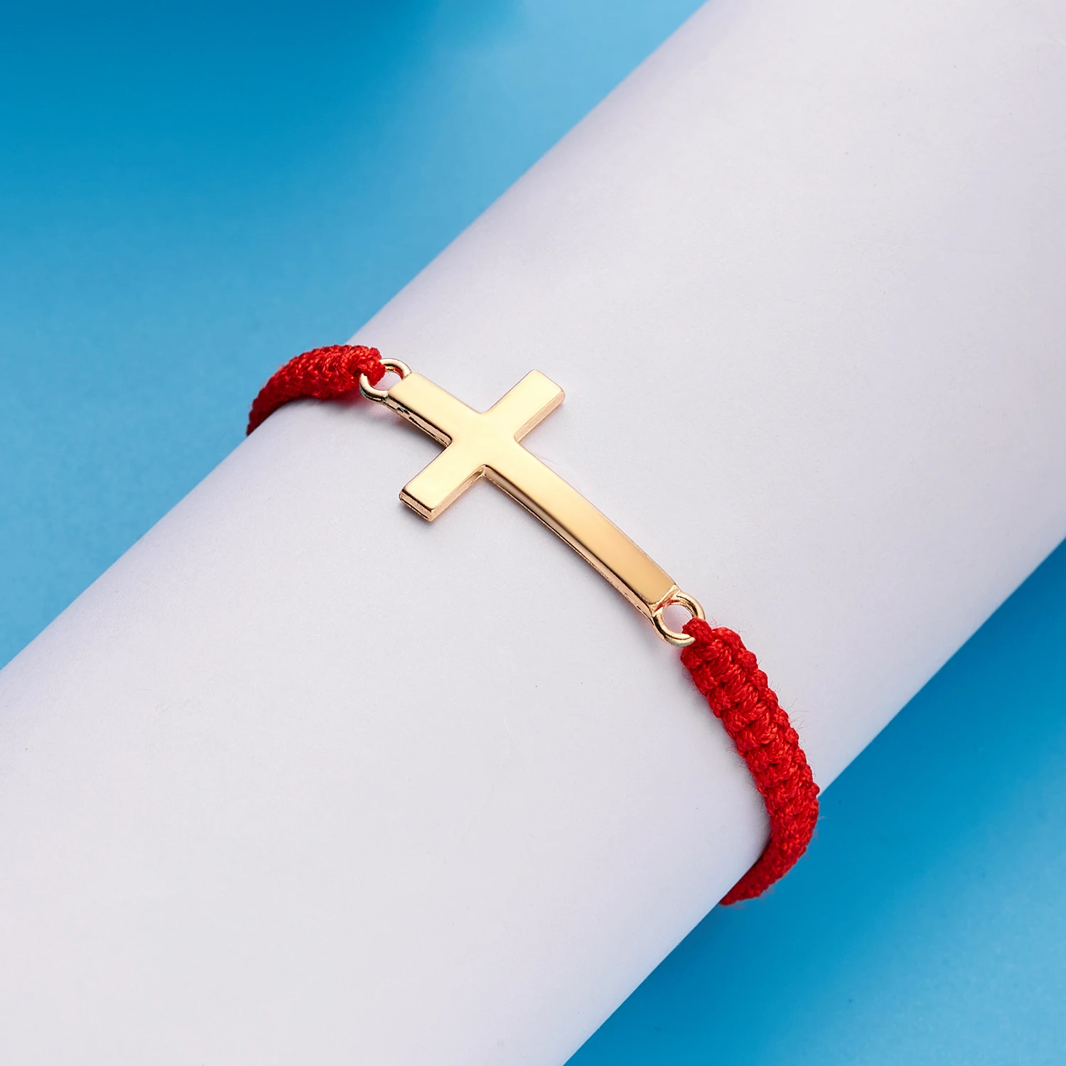 Hip Hop Edelstahl Kreuz geflochtenes Armband für Frauen Männer rot schwarz einfaches Paar verstellbare Handgelenk Armreif Christian Souvenir – Detail 6