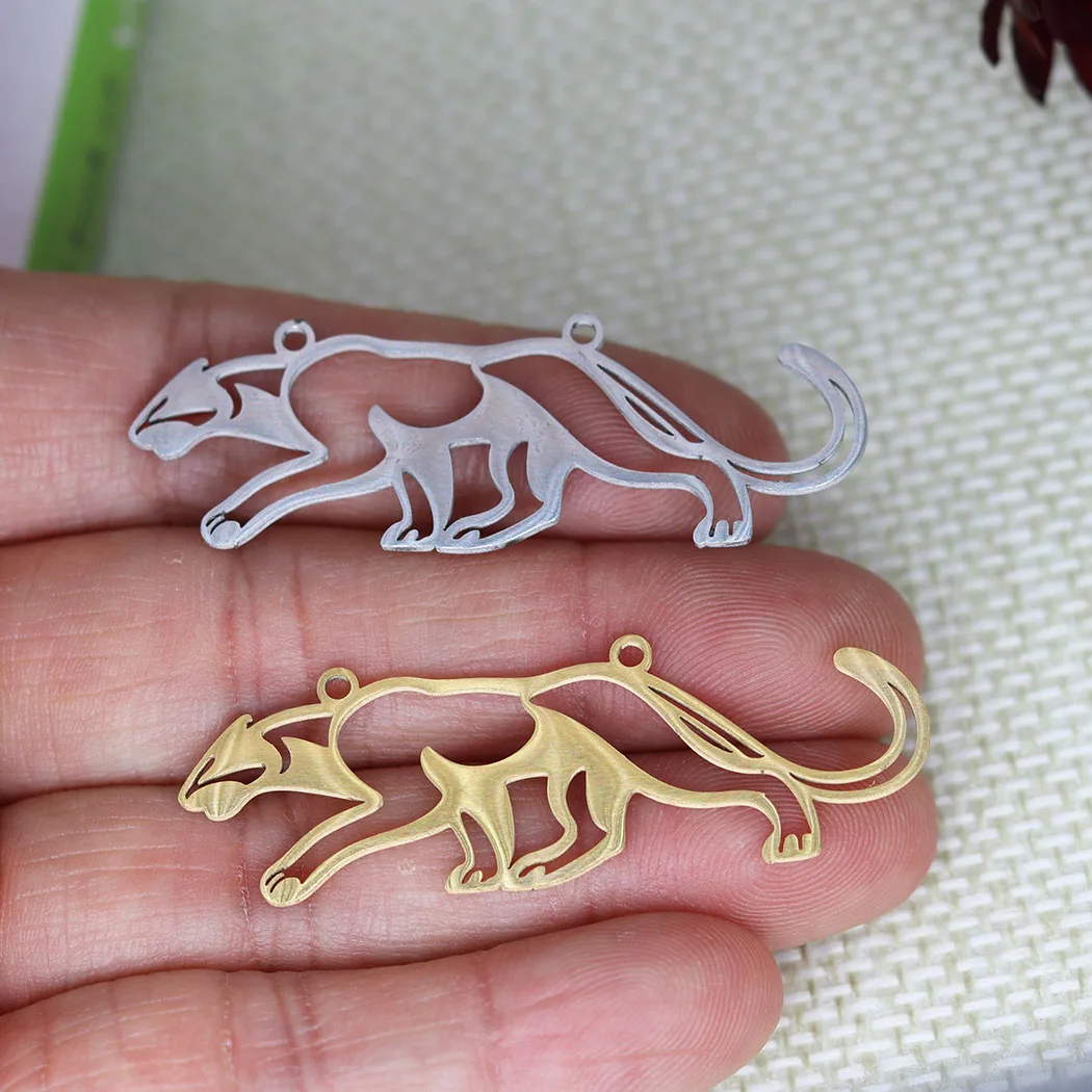 3pcs/Lot Free Shipping Jaguar Charm 14K Metal Brave Animal Pendant Fit Earrings Necklace Accessories DIY Jewelry Crafts Making