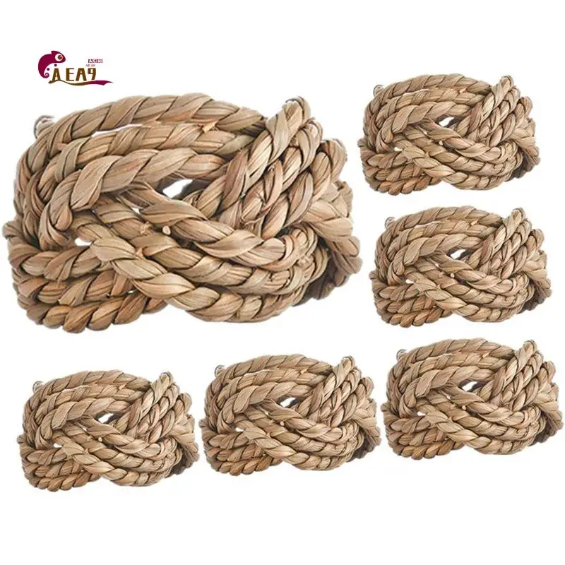 AEA9-8Pcs Handmade Woven Napkin Rings Decorative Holders For Dining Table Party Wedding Holiday Event Table Setting Rustic