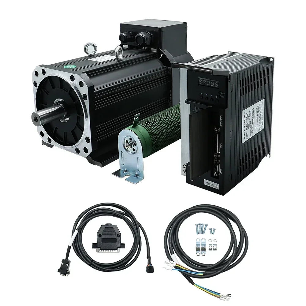 Wholesale Price HLTNC AC Servo Spindle Motor With Driver Kit 3.7KW 5.5KW 7.5KW 380V 3phase 6000 8000 RPM With Resistan CNC Engra