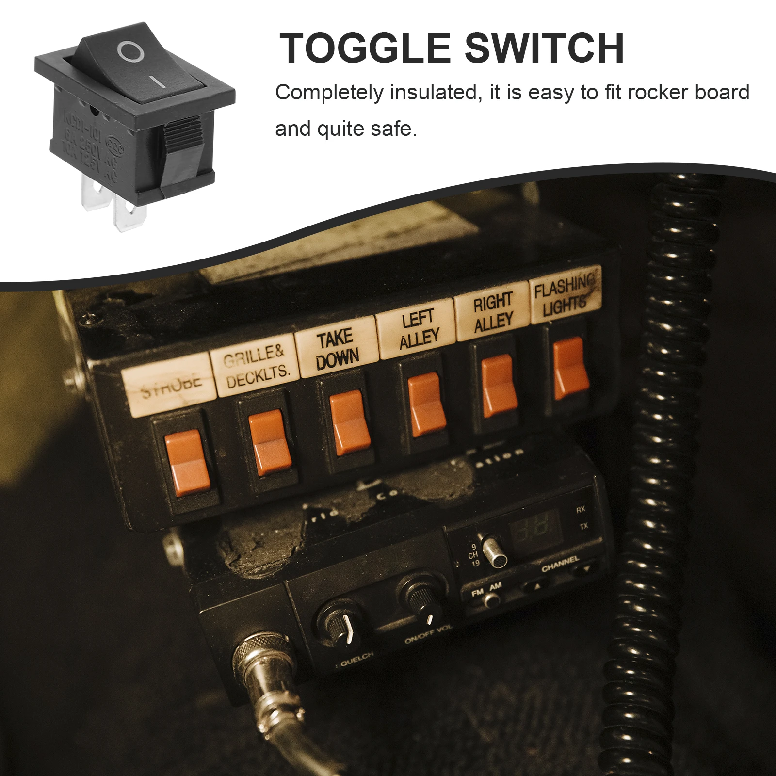 

10Pcs 2pin Toggle Switch Black Boat Rocker Snap Mini on Off Plastic Metal 21x15x15cm for Car Headlights LED Strip Electrical