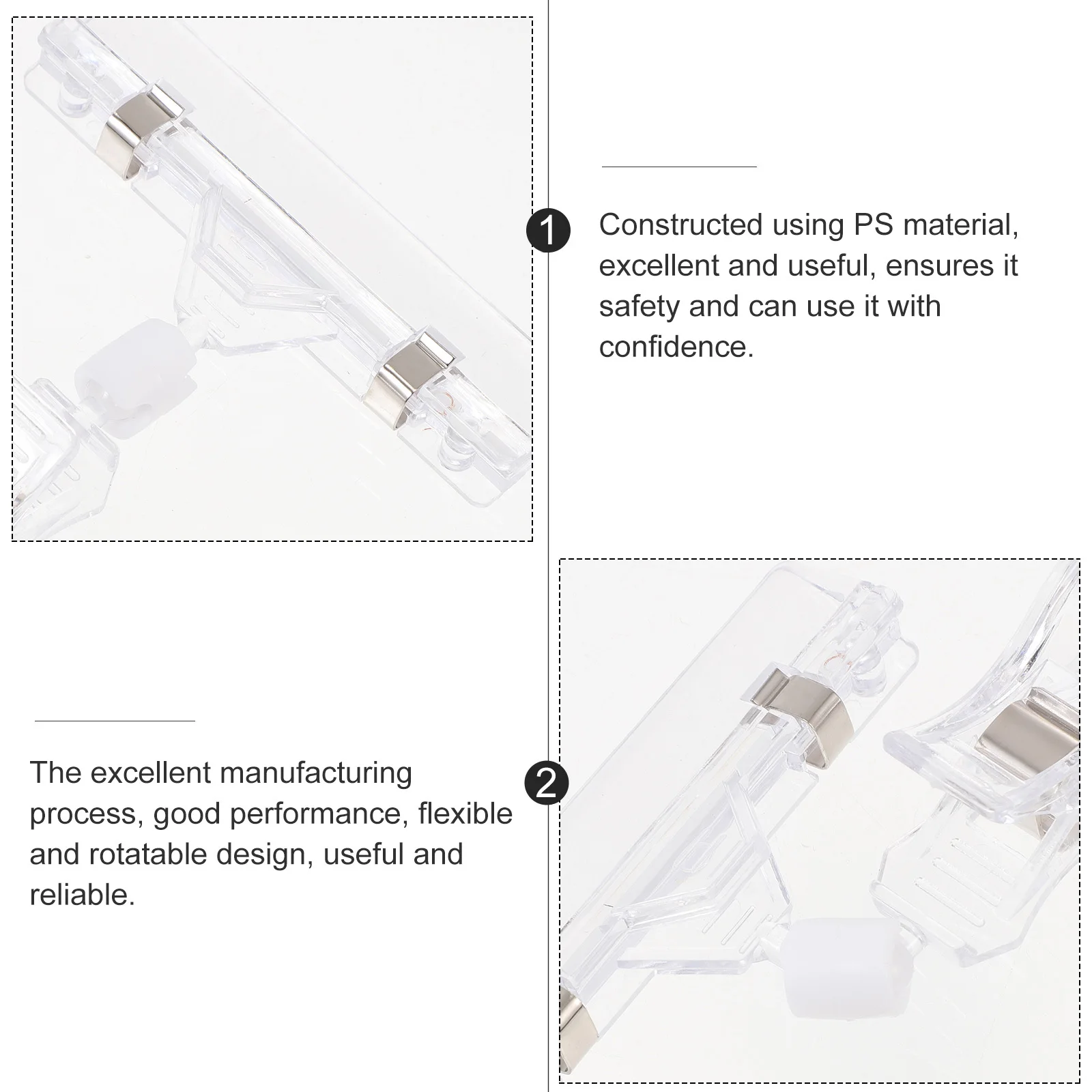 

25Pcs Double Display Clips Plastic Rotatable Sign Holder Clip Price Label Tags for Retail Stores Advertising Swivel Price Clip