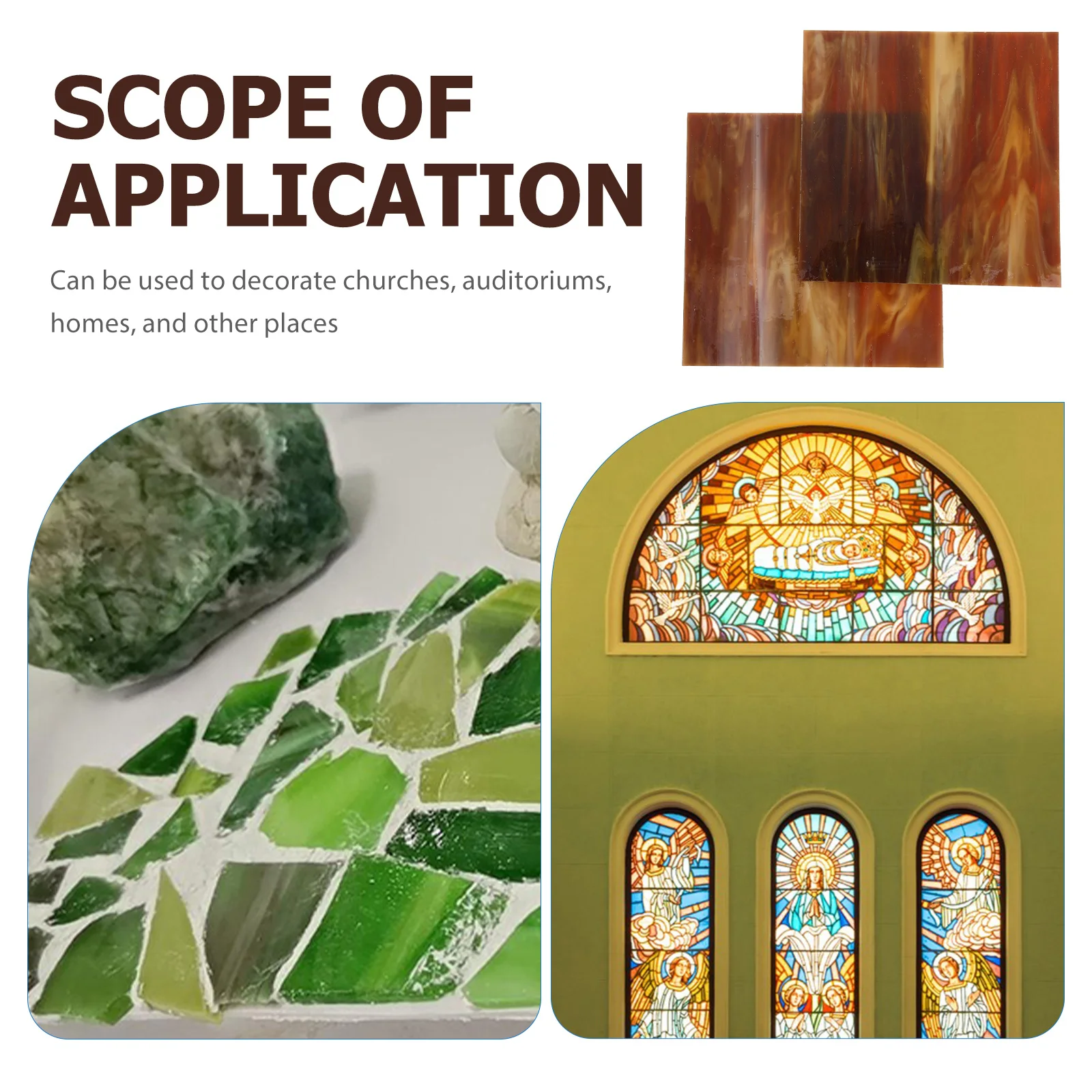 

2 Pcs Stained Glass Sheet Crafts Project Supplies Tile Crafting Kit / Material Diy