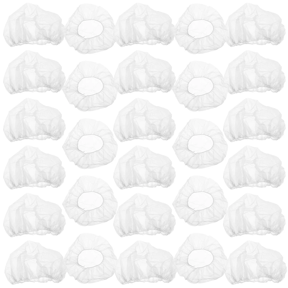 

50pcs White Inch Mushroom Cap Hairnets for Cooking Food Service Non Hair Nets For Women Woven Disposable Bouffant Hats