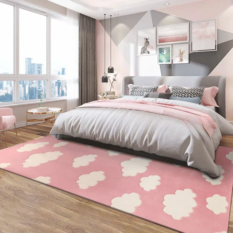 Reading area children's room thickened cartoon carpet, bedroom covered with cute style boy girl princess room bedside floor mat