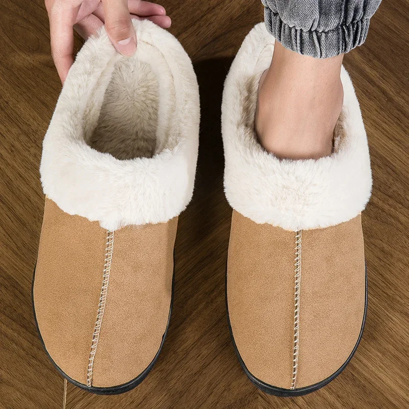Winter Slippers Men Warm Shoes Fur Slippers Men House Couples Fluffy Slides Plush Slipper Bedroom Non-Slip Ladies Slippers