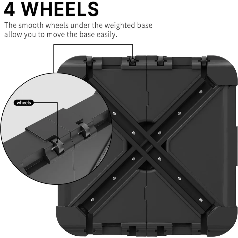 車、屋外の砂、水で満たされたパティオ傘のベース、正方形、34インチx 34インチ、265ポンド