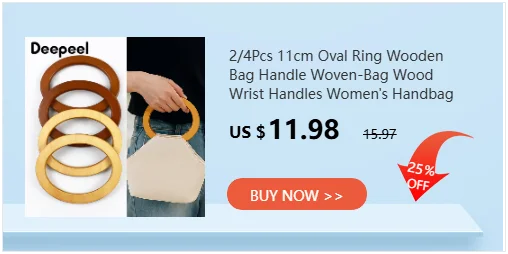 2Pcs Deepeel Wooden O Ring Bags Handles Round Wood Handle for Handbag Strap Purse Frame DIY Sewing Brackets Bag Accessories