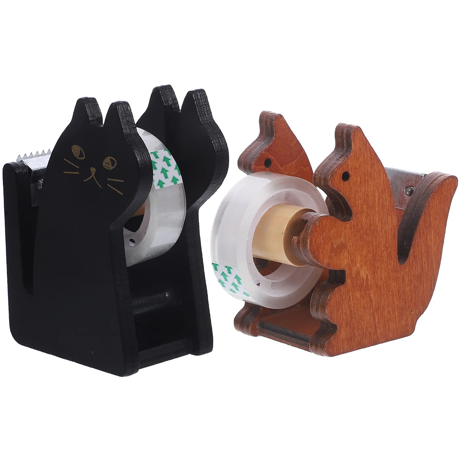 2pcs Adorable Cartoon Animal Dispenser Small Tape Cutter Home Office Washi Tape Holder Desktop Storage Stand Heavy Duty Nonskid