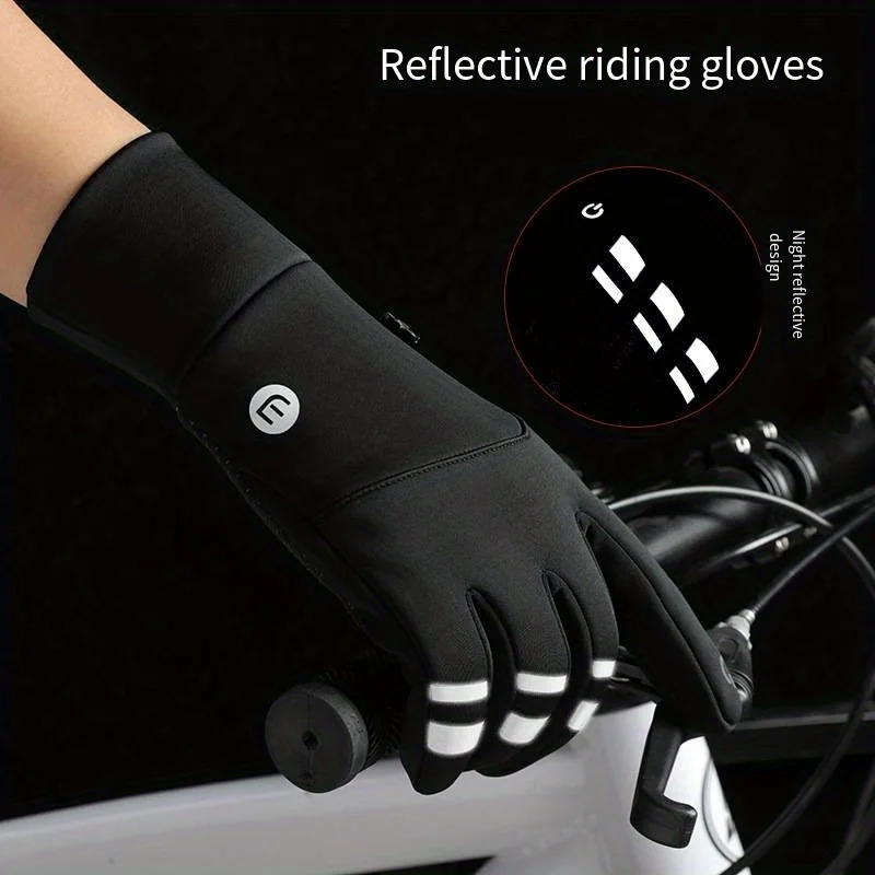 

Осенние и зимние спортивные светоотражающие утолщенные теплые перчатки на флисовой подкладке для мужчин и женщин, лыжные и велосипедные морозостойкие перчатки с сенсорным экраном