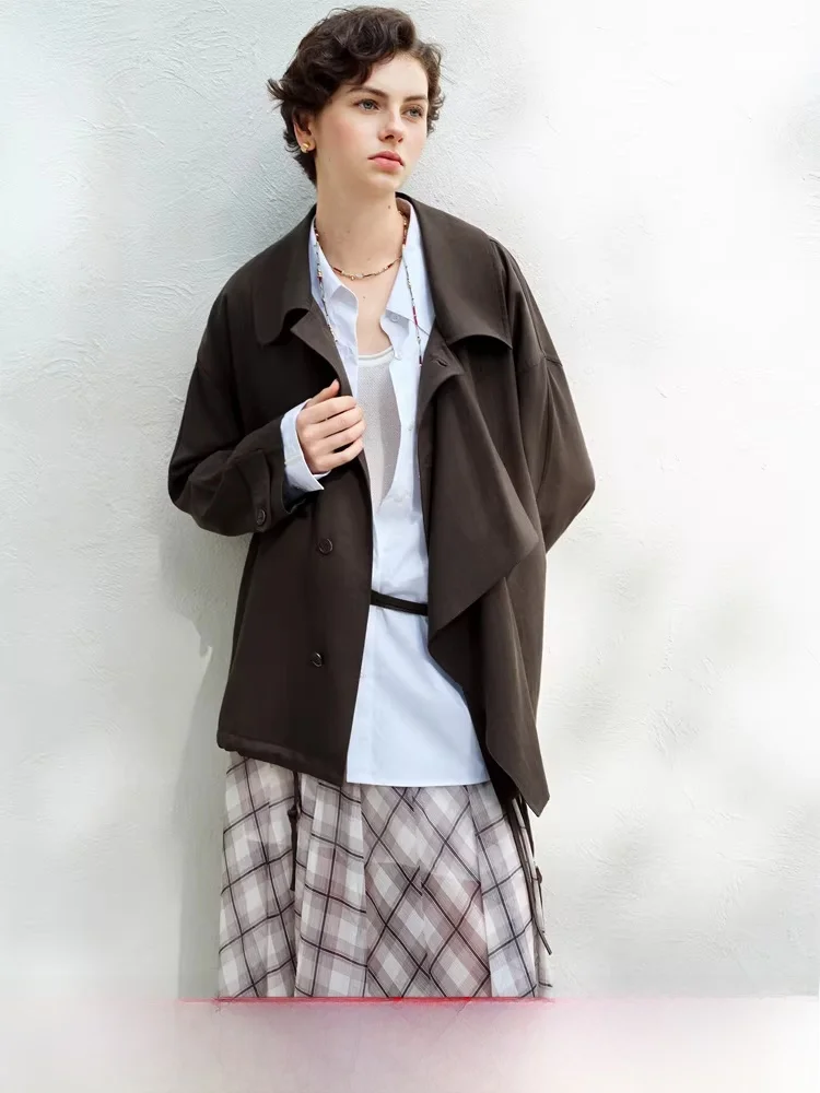 

landen Commuter Casual Loose Dstring Collar Jaet Women's Spring 2026 New Long Sve Top 96 Ele Busin Wear