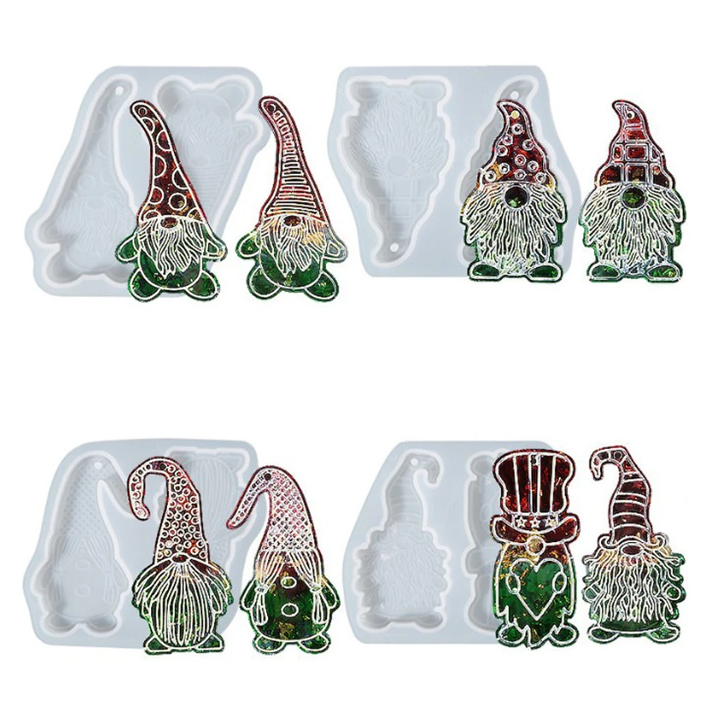 1PC Weihnachten Silikon Formen Anhänger Santa Claus Hängen Tags UV Epoxy Harz Form DIY Handwerk Schmuck Machen Werkzeuge
