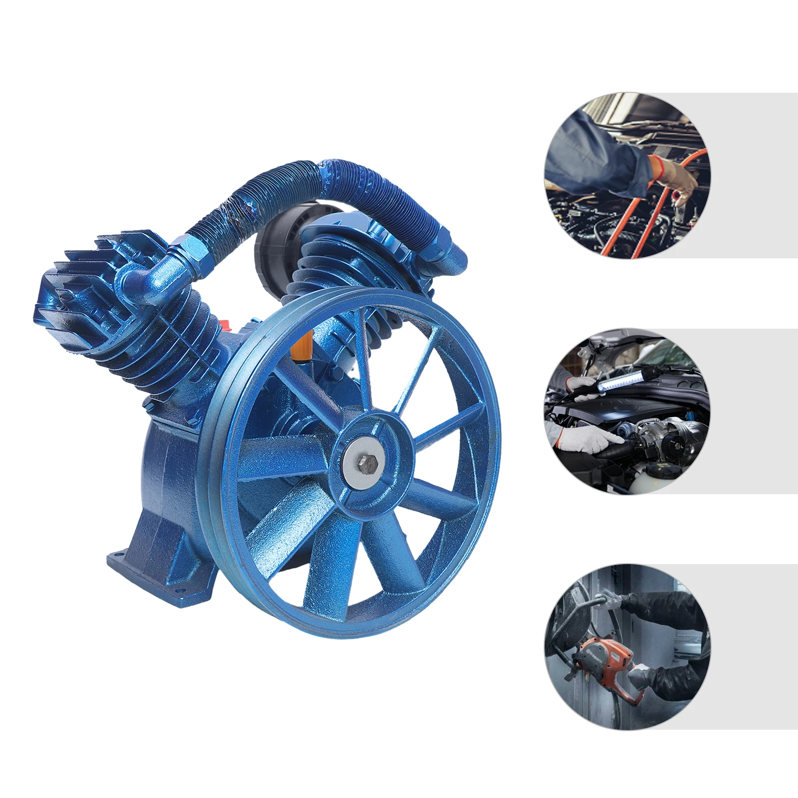 Cabezal de Compresor de Aire Neumático Universal de 4kw 5.5HP, Azul, Duradero, Bomba de Aire Portátil, 800 RPM, 175 PSI