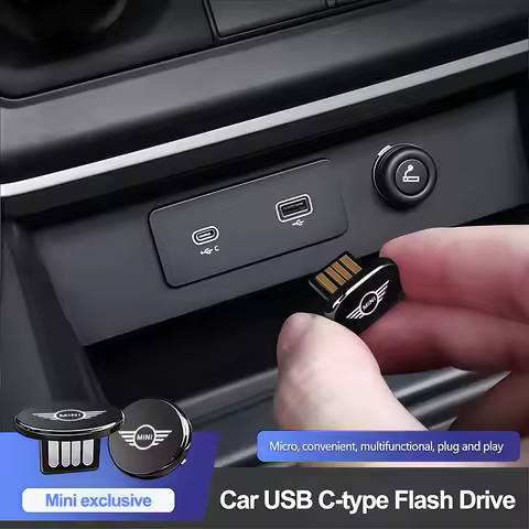 Metal USB Type C Flash Drive Music Player Dash Cam Car USB Device For Mini Cooper JCW Works R56 R50 F54 F55 F56 F57 F60 R52 R53